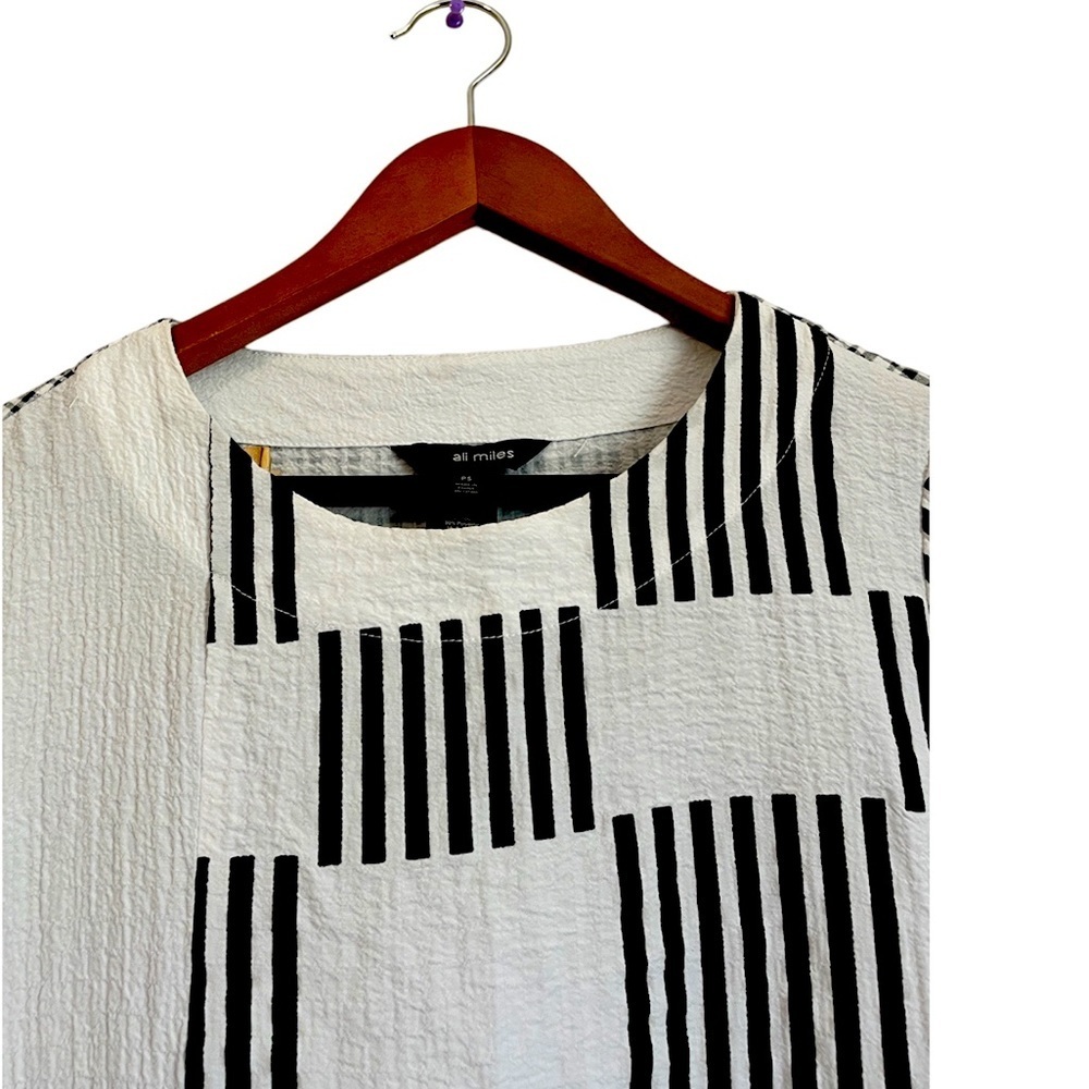 Ali Miles Moonlight Mixed Pattern Checked Top - image 7